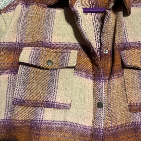 Plaid Button-Up Shirt Jacket - Picture 3 of 3
